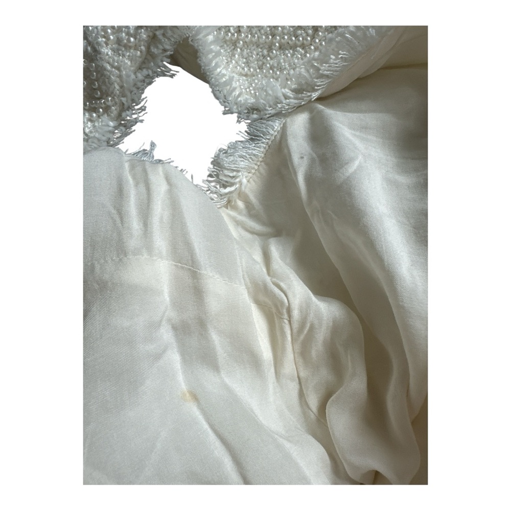 BHLDN Anthropologie Sleeveless Tweed Dress Pearl Embellished Fringed Trim NWOT - Picture 11 of 11